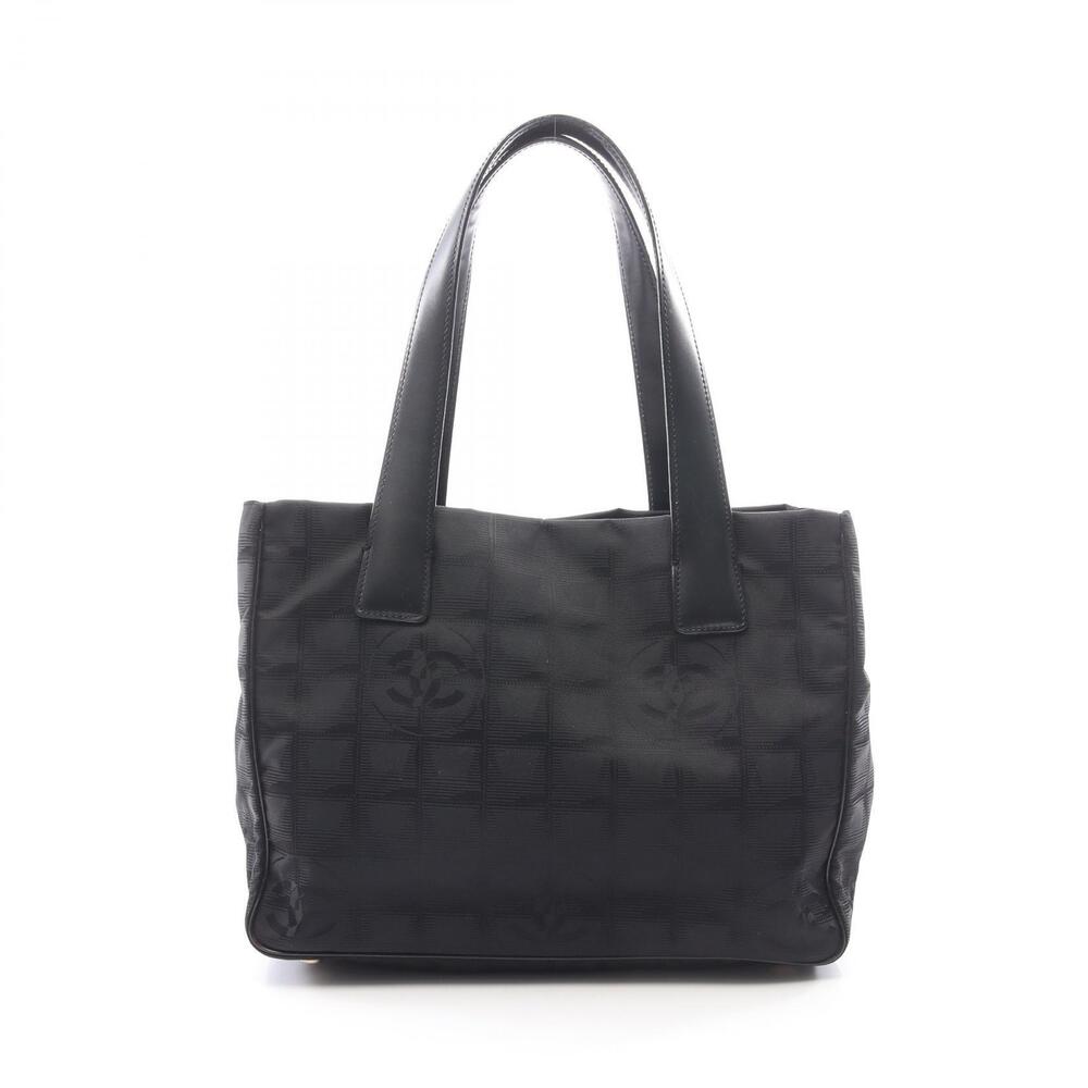 Chanel Travel Tote Bag Leather Canvas Black